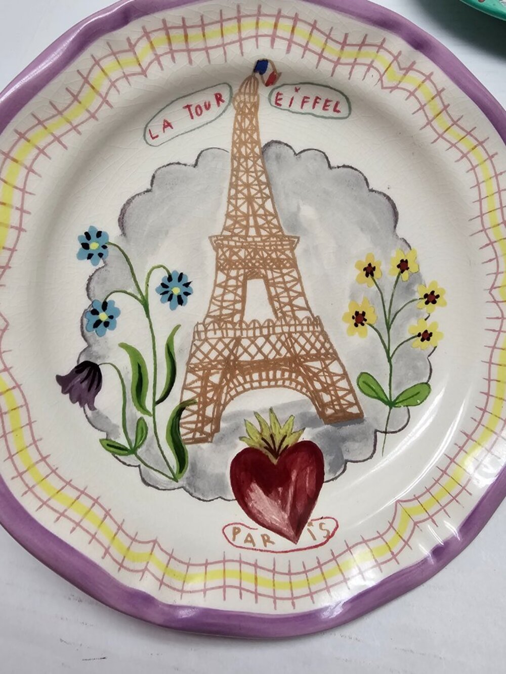 Anthropologie Nathalie Lete Dinner Plate La Tour Eiffel Tower Paris Francophile